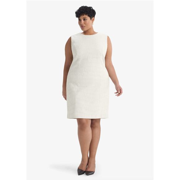 MM Lafleur Shirley Dress 2X NWT Micro Jacquard White Black Sheath Career M.M. - Picture 1 of 4